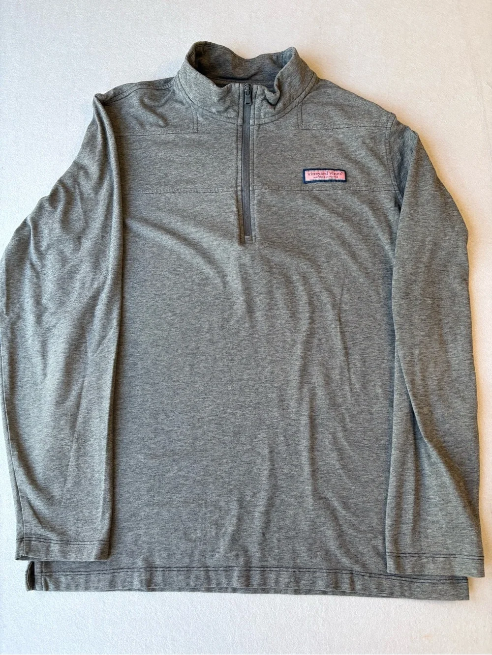 Vineyard Vines Edgartown Heathered Gray Quarter Zip Pima Cotton Pullover M prep